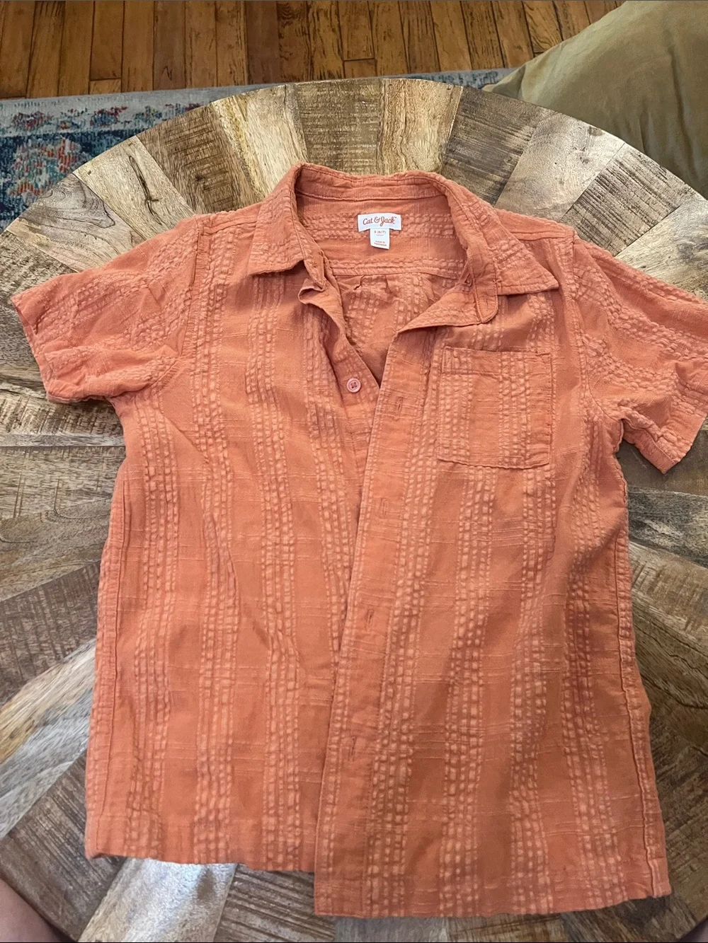 Cat & Jack Short-Sleeve Button-Down Shirt in Terracotta Orange